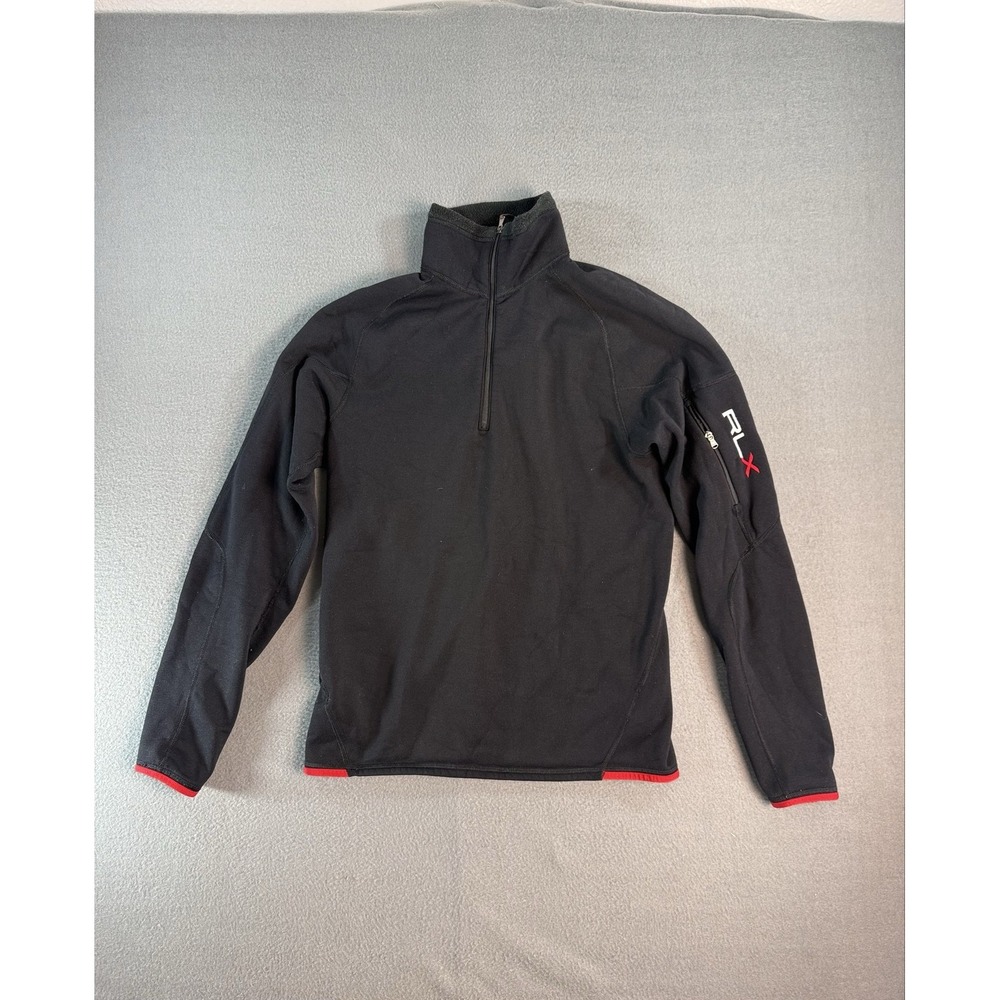Ralph Lauren RLX Pullover Mens M Black 1/4 Zip Fleece Mock Neck Golf Stretch